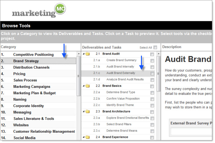 Getting Started - Browse Categories and Deliverables