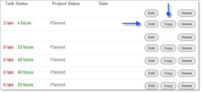 Organizing Marketing Projects from Project List - Editing