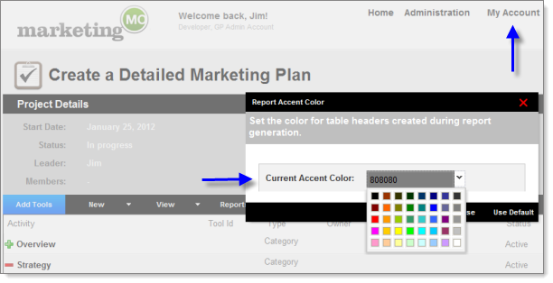 Change Accent Colors on Marketing M.O. Report